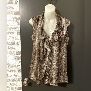 Elie Tahari Metallic Snake Python Print Silk Sleeveless Blouse size Medium